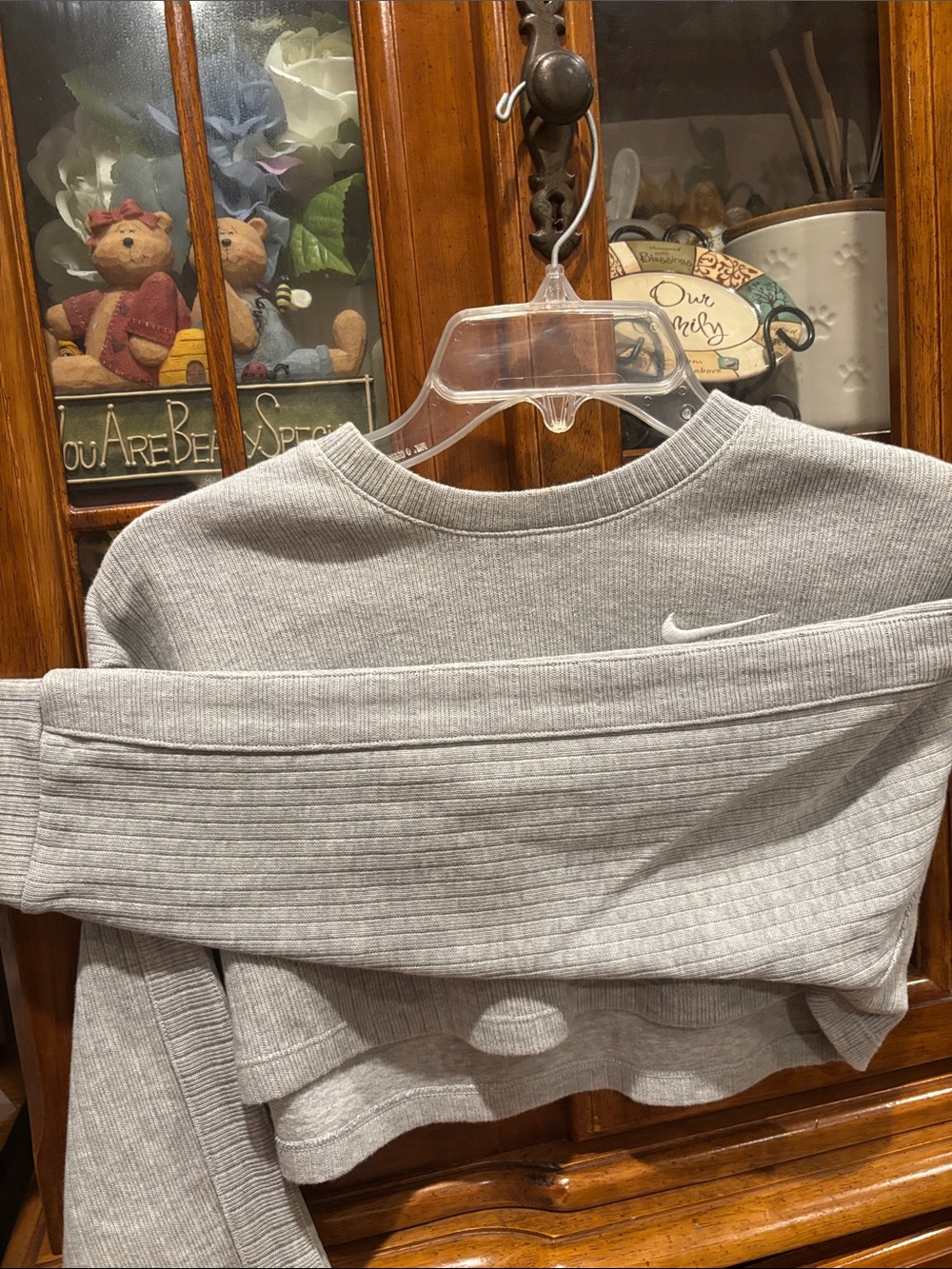Nike Gray Ribbed Cropped Athletic Sweatshirt - Picture 8 of 8